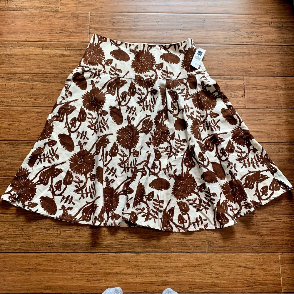 NWT Gap Floral Linen Full Skirt, Large